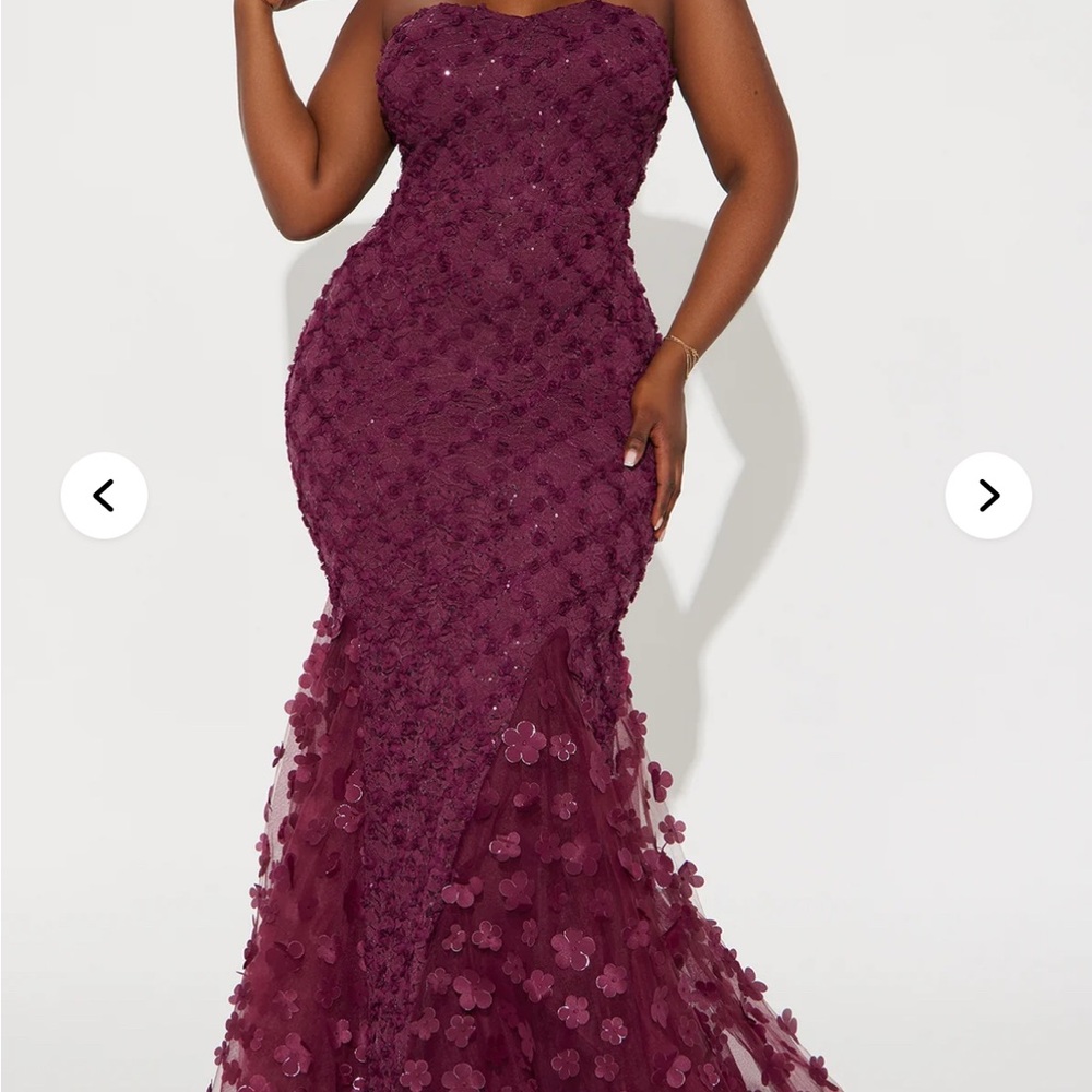 Fashion Nova Burgundy Floral Wedding Dress